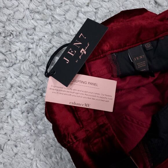 Jen7 by 7 For All Mankind Women's Velvet Ankle Skinny Pants Size 2 Red - Picture 7 of 12